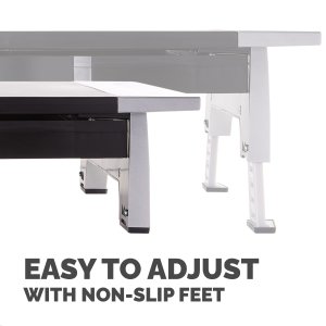 Fellowes Computer Monitor Stand with 5 Height Adjustments - Office Suites Monitor Riser with Storage Tray - Ergonomic Adjustable Monitor Stand for Computers - Max Weight 36KG/Max Size 28" - Graphite