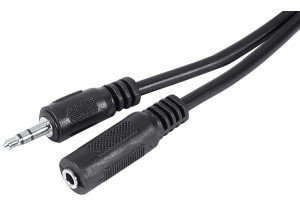 Stereo audio extension cord, 3.5mm, Male/Female, 15 m, Black