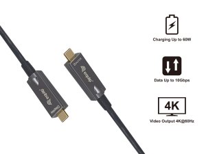 Equip USB-C to C Active Optical Cable, 10m, 4K/60Hz, Video+Data+PD