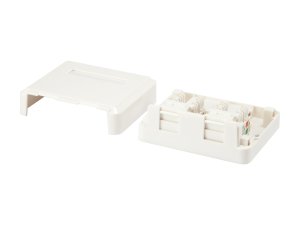 2-Port Keystone Jack Surface Mount Box, 60 x 70 x 26.4 mm, White