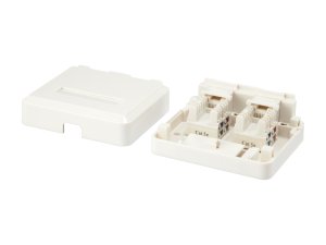 2-Port Keystone Jack Surface Mount Box, 60 x 70 x 26.4 mm, White