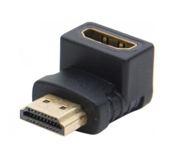 HDMI male/ female adapter angled 90° gold Model A