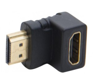 HDMI male/ female adapter angled 90° gold Model A