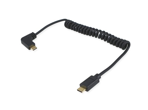 Equip USB 2.0 C to C 90°angled Coiled Cable, M/M, 1 m