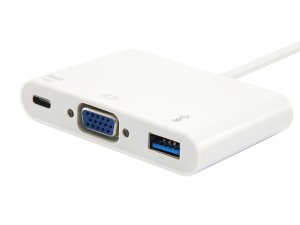 Equip USB Type C to VGA Female/USB A Female/PD Adapter