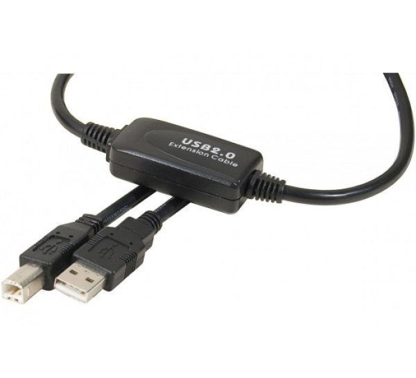 Long USB2.0 Type A/B booster cable for printer- 10 m