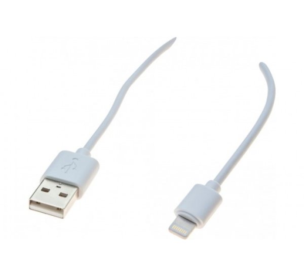 USB A - Lightning, M/M, USB 2.0, White, 0.5 m