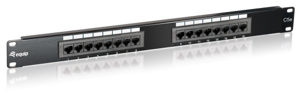 Equip 16-Port Cat.5e Unshielded Patch Panel, Black