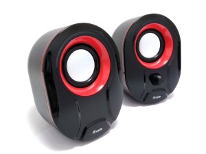 3 W x 2, 80Hz - 20Hz, 80dB, 40HM, USB 2.0, 123 x 91 × 91 mm, Black/Red