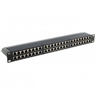 Cat6, 48 Ports, STP, Black/Metallic