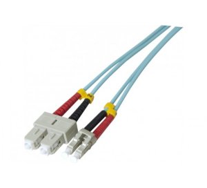 SC-UPC/LC-UPC duplex multimode OM3 50/125 Fiber patch cable aqua blue - 20 m