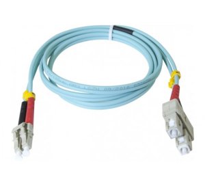 SC-UPC/LC-UPC duplex multimode OM3 50/125 Fiber patch cable aqua blue - 20 m