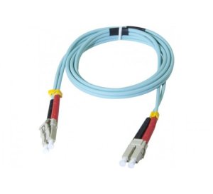 LC-UPC/LC-UPC duplex multimode OM3 50/125 Fiber patch cable aqua blue, 3 m