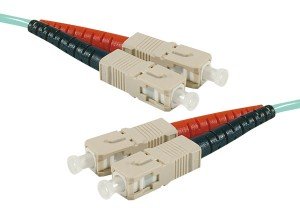 Om4 50/125 SC/SC Fiber Duplex Patch Cord - Aqua