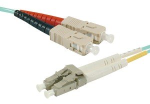 3 m OM4 50/125 SC/LC Fiber Duplex Patch Cord - Aqua