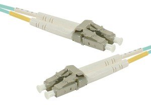 1 m OM4 50/125 LC/LC Fiber Duplex Patch Cord - Aqua