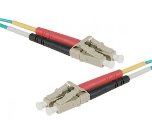 LC-UPC/LC-UPC duplex multimode OM4 50/125 Fiber patch cable aqua blue, 5 m