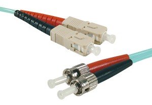 3 m OM4 50/125 SC/ST Fiber Duplex Patch Cord - Aqua