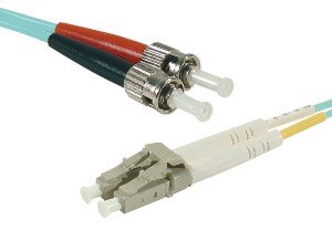 5 m OM4 50/125 LC/ST Fiber Duplex Patch Cord - Aqua