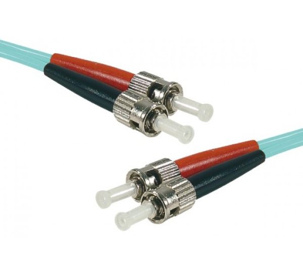 ST-UPC/ST-UPC duplex multimode OM4 50/125 Fiber patch cable aqua blue, 2 m