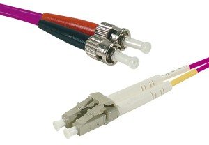 1 m OM3 50/125 LC/ST Fiber Duplex Patch Cord - Purple