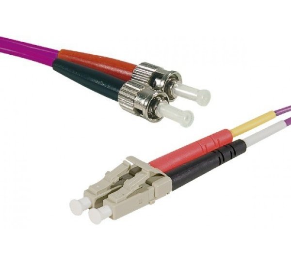 LC-UPC/ST-UPC duplex multimode OM3 50/125 Fiber patch cable purple, 3 m