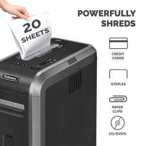 Fellowes Paper Shredder 125Ci 20 Sheet Cross Cut Shredder with 53 Litre Bin High Security P4