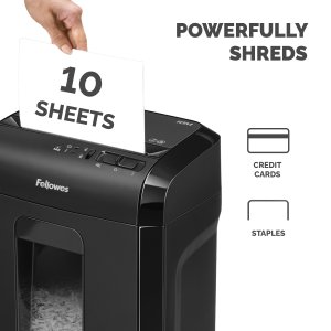 Fellowes Powershred 10M paper shredder Micro-cut shredding 65 dB Black