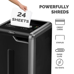 Fellowes Paper Shredder 325Ci 24 Sheet Cross Cut Shredder with 83 Litre Bin High Security P4