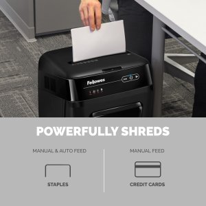 Fellowes Paper Shredder 200 Sheet Auto Feed Micro Cut Shredder AutoMax 200M Shredder with 32 Litre Bin Superior Security P5