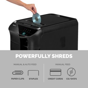 Fellowes Paper Shredder 350 Sheet Auto Feed Cross Cut Shredder AutoMax 350C Shredder with 68 Litre Bin High Security P4