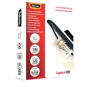 Fellowes Glossy 125 Micron Card Laminating Pouch - 75x105mm