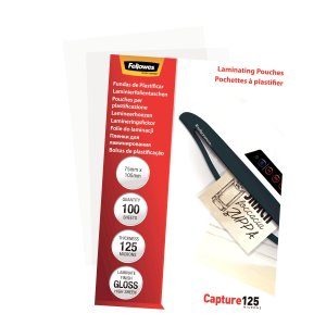 Fellowes Glossy 125 Micron Card Laminating Pouch - 75x105mm