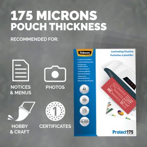 Fellowes A3 Glossy 175 Micron Laminating Pouch - 100 pack