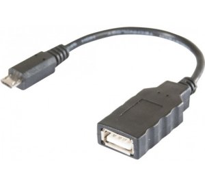 OTG 2.0 micro B male to USB A female cord Black - 0.15 m