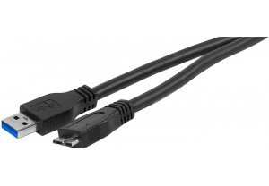 3 m USB 3.0 A to Micro B Cord - Black