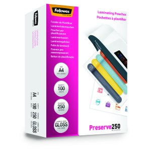 A4 Glossy 250 Micron Laminating Pouch - 100 pack