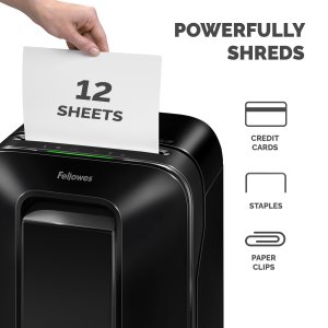 Fellowes LX Series Paper Shredder LX200 12 Sheet Mini Cut Shredder with 22 Litre Pull Out Bin Advanced Security P4