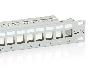 Equip 24-Port Keystone Cat.6 Shielded Patch Panel, Light Grey