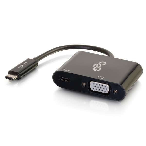 C2G USB C to VGA Video Adapter w/ Power Delivery - USB Type C to VGA Black