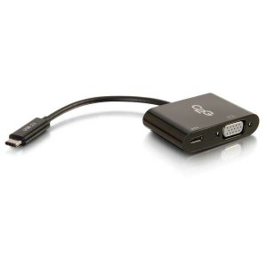 C2G USB C to VGA Video Adapter w/ Power Delivery - USB Type C to VGA Black