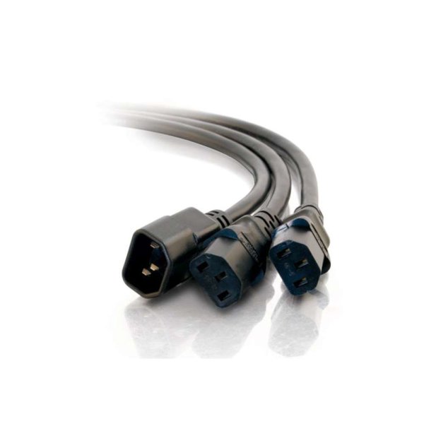 C2G 1.8m, C14 IEC - 2xC13 IEC Black C14 coupler 2 x C13 coupler