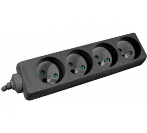 Power Strip, 4 outlets, 1.5 m - Black