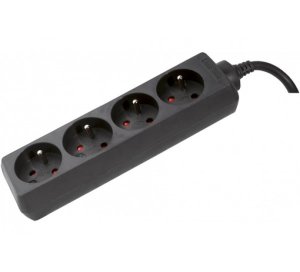 Power Strip with 4 outlets without power switch, 4 m - Black