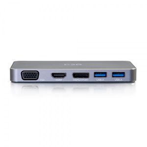 C2G USB-C Dual Display MST Docking Station with HDMI, DisplayPort, VGA and Power Delivery up to 65W - 4K 30Hz