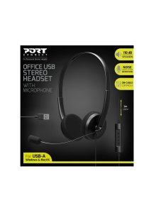 Port Designs 901604 headphones/headset Wired Head-band Office/Call center USB Type-A Black