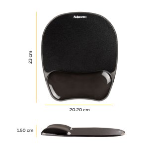 Fellowes Mouse Mat Wrist Support - Crystals Gel Mouse Pad with Non Slip Rubber Base - Ergonomic Mouse Mat for Computer, Laptop, Home Office Use - Compatible with Laser and Optical Mice - Black