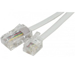 1x RJ-11, 1x RJ-45, White- 3 m