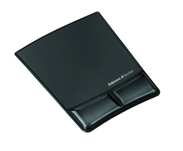 Fellowes Health-V Crystal Mouse Pad/Wrist Support Black