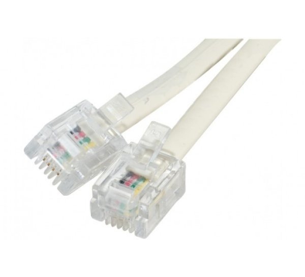 Telephone cord RJ11 / 4 conductors, Ivory, 15 m